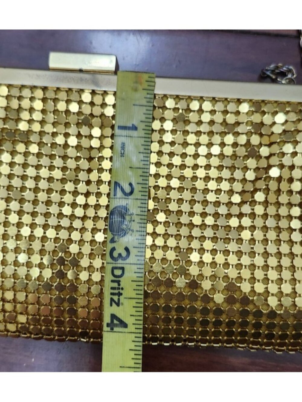 Vintage La Regale Gold Metal Mesh Evening Bag Chain Shoulder Clutch Purse - Picture 11 of 11